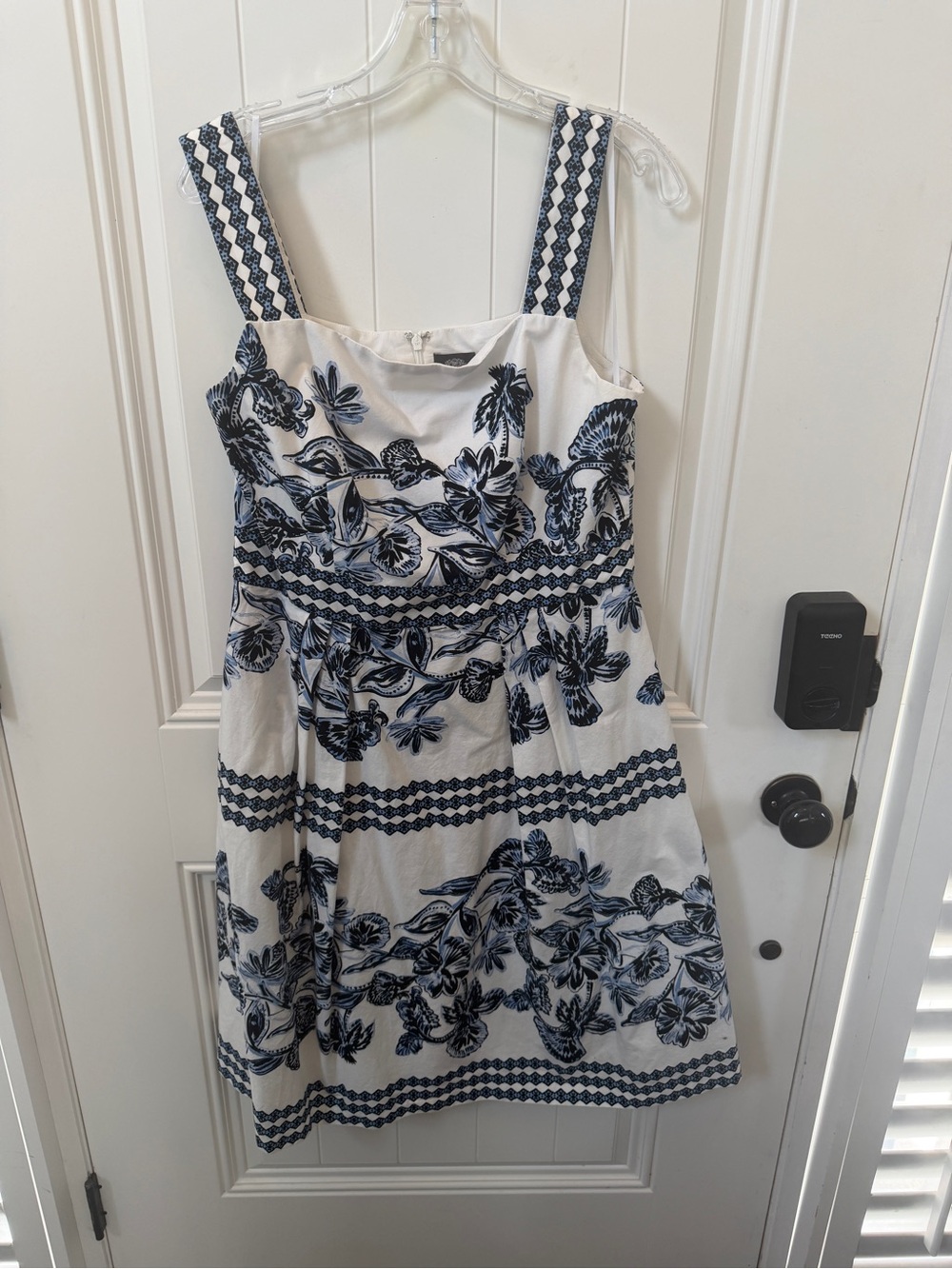 Vince Camuto White Dress with Black Label Detail